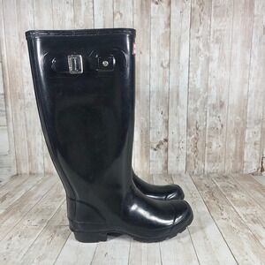 Hunter Huntress Gloss Black Tall Waterproof Rain‎ Boots Women Size 5